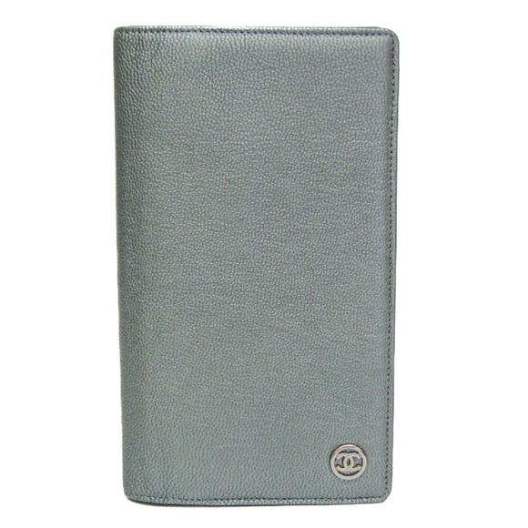 CHANEL Authentic Silver Leather Wallet